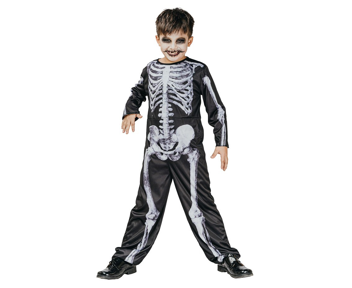 Role play-set for child Double Skeleton (double sided jumpsuit, collar), size 110/120 cm EOL